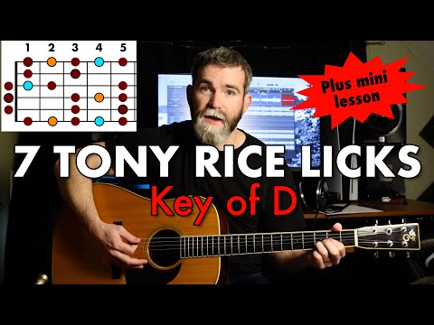7 Tony Rice Licks in D // Bluegrass guitar lesson with TAB