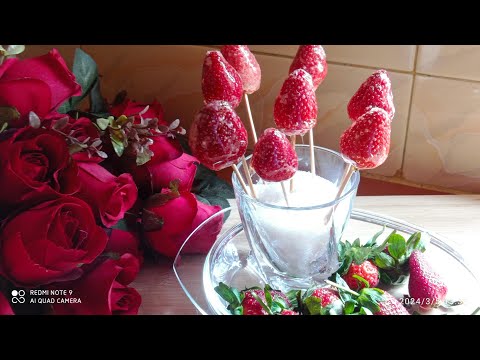 Strawberry tanghulu recipe।।Sweet tasty desert।।Strawberry with sugar #food #strawberry #desert