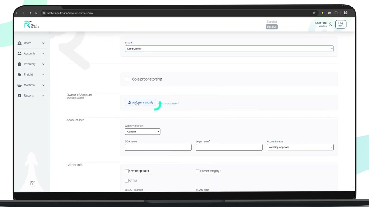 How to Create an Acoount | Carrier | Fleet Rocket