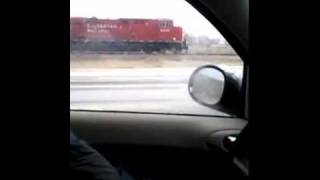 preview picture of video 'Paceing a CP Rail train on Hwy 61N by red wing,mn'