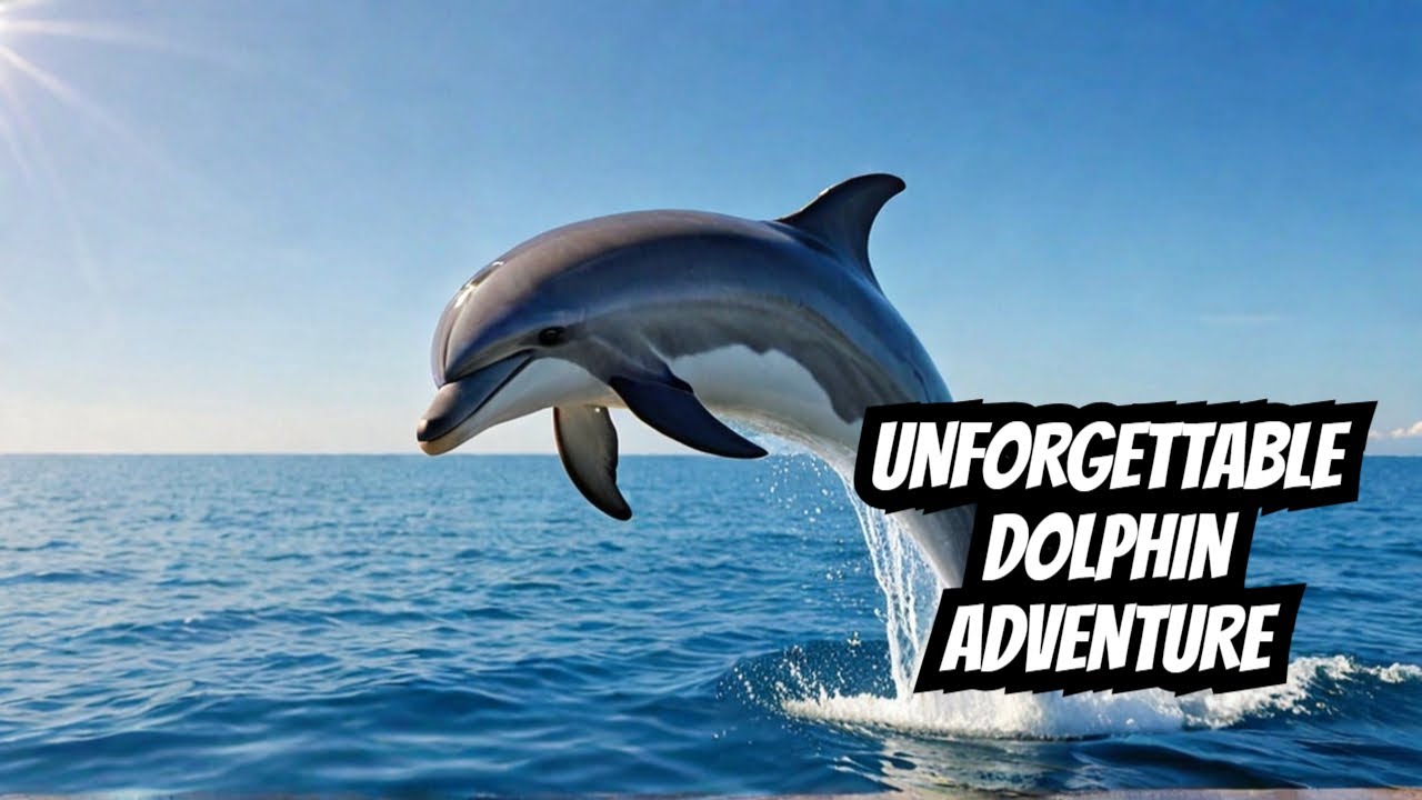 Dolphin leaping out of the sea next to an inflatable boat
