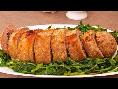 POLPETTONE AL FORNO RIPIENO DI FRIARIELLI COTTO E FORMAGGIO