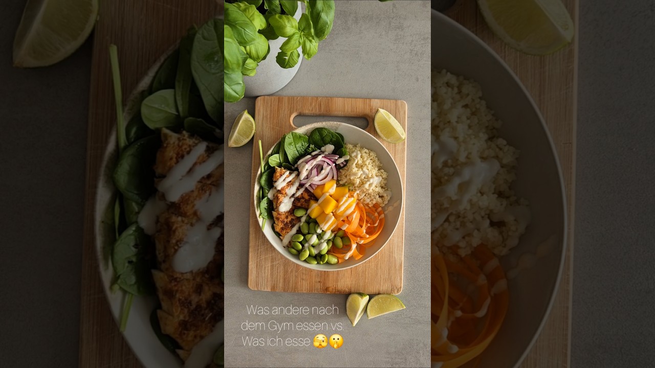 YouTube-Video: Tropische Mango-Chicken-Bowl mit Kokos-Limetten-Dressing