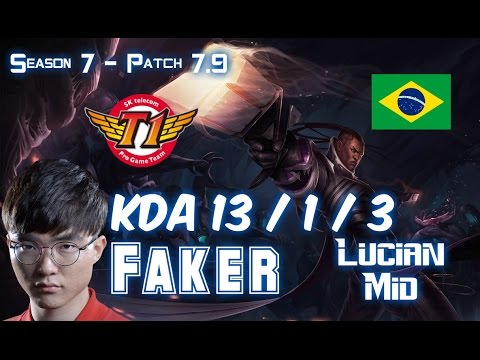 SKT T1 Faker LUCIAN vs LUX Mid - Patch 7.9 BR Ranked