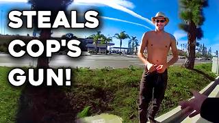 Crazed Man Steals Officer's Gun And Points It At Her