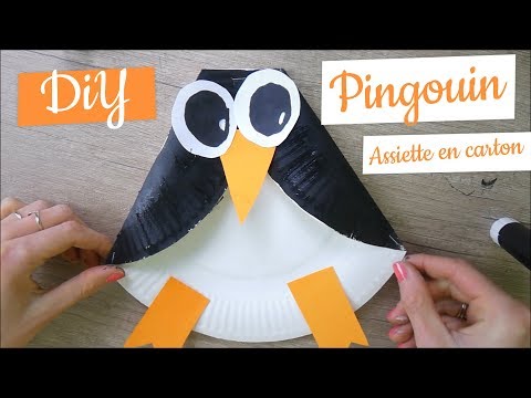Activité manuelle hiver - pingouin assiette en carton