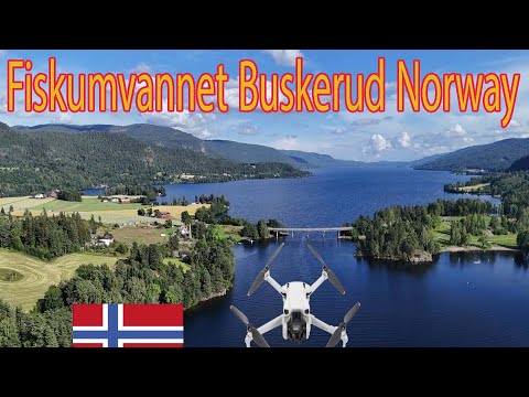 Fiskumvannet buskerud Norway with drone..