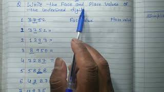 Find the face value and place value of underline digit