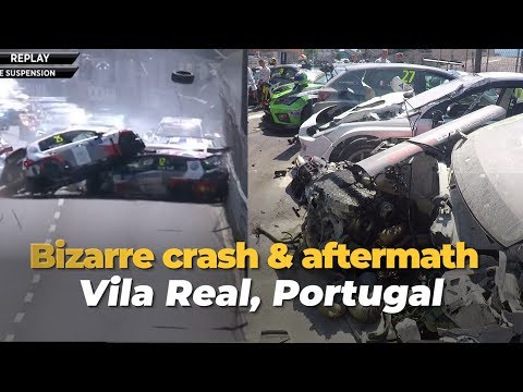 Bizarre crash Vila Real race 1 WTCR with Tom Coronel Honda Civic Type-r