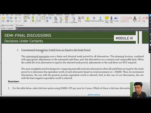 [ENGG 404] 7. Evaluation of Mutually Exclusive Alternatives (1/2)