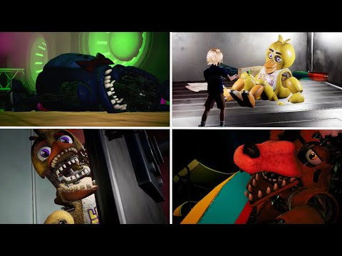 Original Chica, Bonnie & Foxy get destroyed and withered - Five Nights at Freddy's: Security Breach
