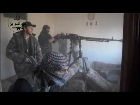 استهداف نقاط تمركز قوات النظام في حي الموظفين في دير الزور بواسطة رشاش دوشكا من قبل لواء ذوالنورين