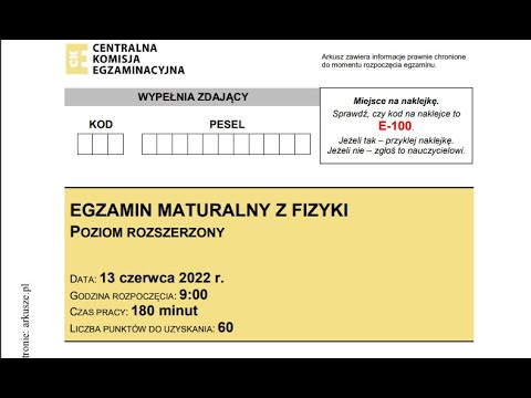 ❗️FIZYKA CKE czerwiec 2022❗️rozwiązanie arkusza dodatkowego