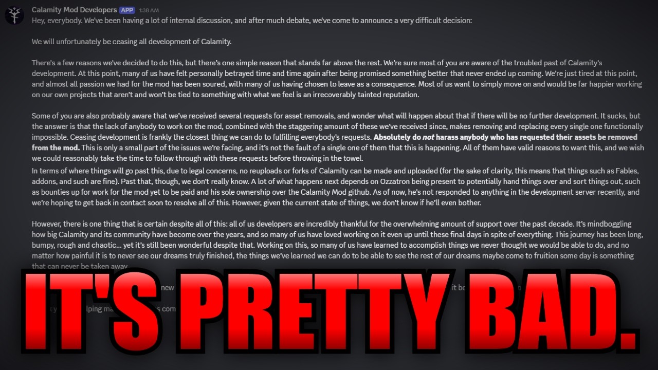 Terraria Calamity is Officially Dead...
