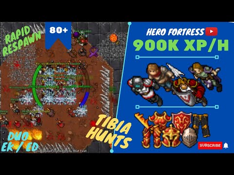 DUO EK/ED LVL 80+ 900K+ XP/H 150% - SKILLS 73/67 - TIBIA HUNT - HERO CAVE - RAPID RESP EVENT