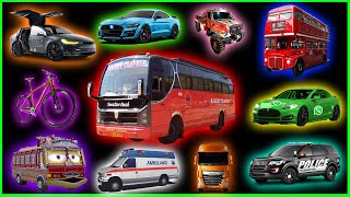 🚗🚨1 HOUR🚗🚨 Vehicles "Siren, Alarm, Horn" Sound Variations |Mega MIX|ft. Volvo Bus, Police Car, Truck