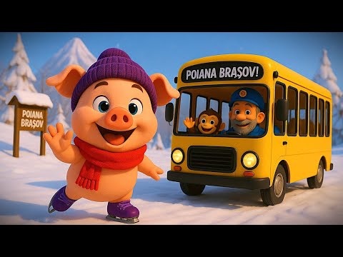 🐽 Purcelușul cu Patine: Vrum Vrum Vrum cu Autobuzul la Poiana Brașov ⛸️❄️🚌 Cântec pentru copii