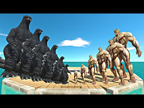Growing Fight | Heisei Godzilla vs Armored Titan Who is Stronger? - Animal Revolt Battle Simulator