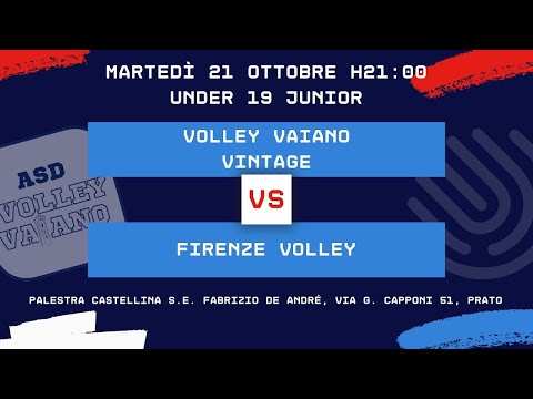 21/10/2025 | Under 19 Junior | PVP VOLLEY VAIANO VINTAGE vs FIRENZE VOLLEY | Giornata n. 5