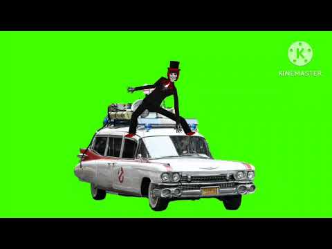 katie killerson jumping onto the ecto-1 green screen