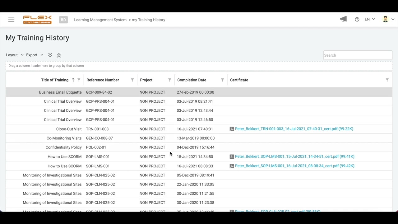 Flex Databases Learning Management System (LMS)