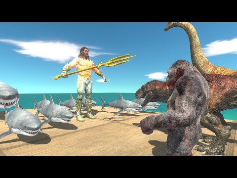 Dinosaurs or Mutant Primates - Who can defeat Aquaman ? | Animal Revolt Battle Simulator