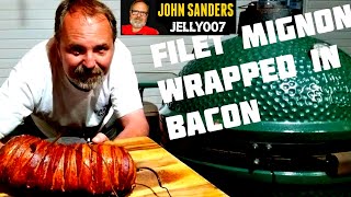 FILET MIGNON TENDERLOIN WRAPPED in BACON on the BIG GREEN EGG Whole Loin how to