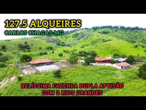 ✨️VENDE FAZENDA 617.1 HECTARES CARLOS CHAGAS-MG LUXO COM 2 RIOS GRANDE DENTRO🌿