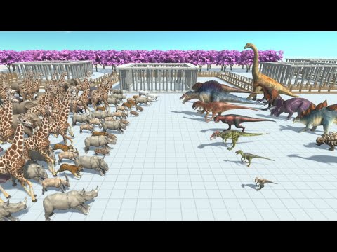 ALL DINOSAURS vs 100 Modern Mammals Animal Revolt Battle Simulator