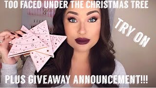 Too Faced Under The Christmas Tree Try On &amp; Makeup Tutorial
