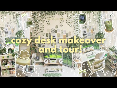 desk makeover 2025 🍵🌿 pinterest-inspired, desk organization, cozy aesthetic