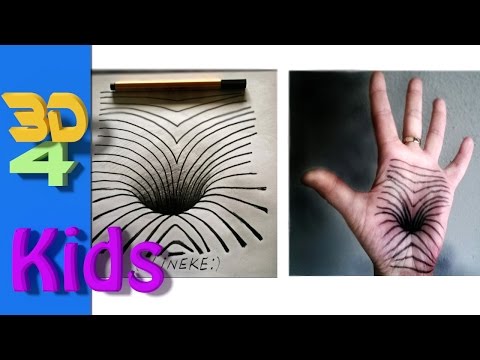 easy 3D drawing Hole in your hand step by step for kids