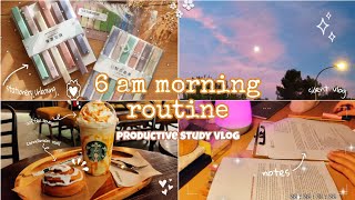 6am morning routine⛅exam study vlog📖🧋 a productive day of a Business Management student 🌱🧸
