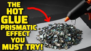 "Turning HOT GLUE into Prismatic Art! ✨ Layered Gold Leaf & Abalone Tutorial