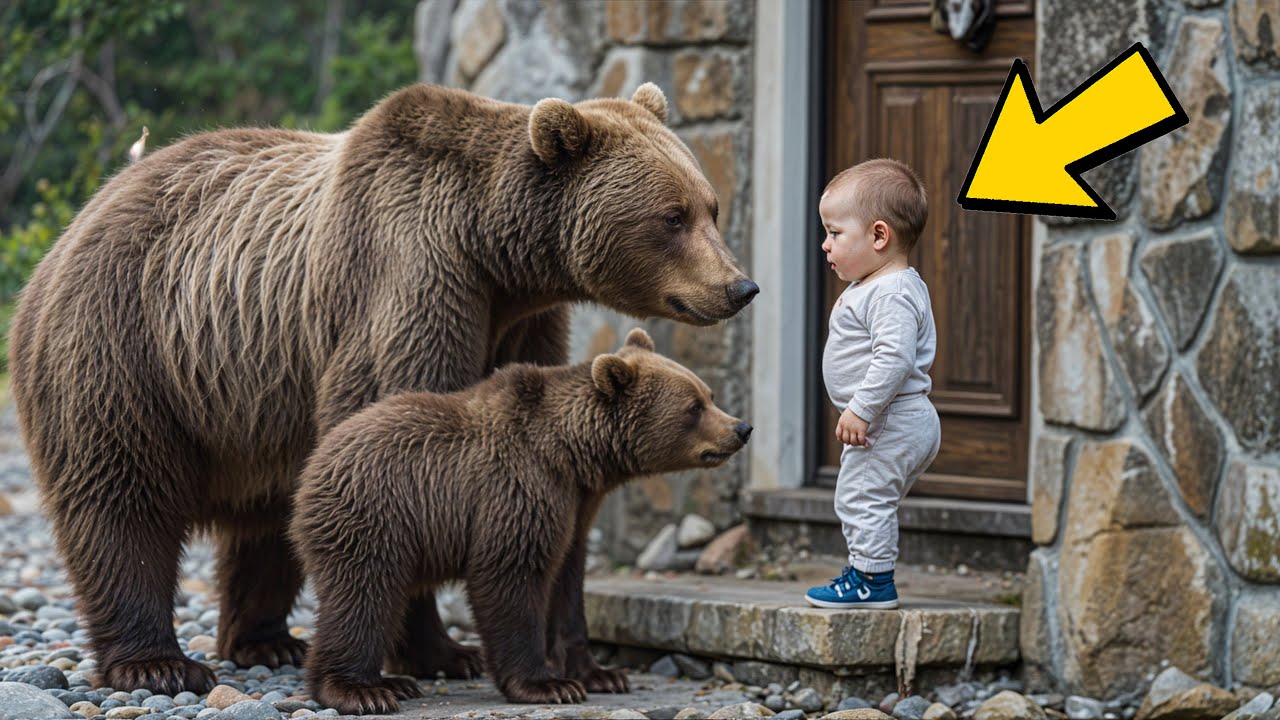 Uma Mãe Ursa com seus Filhotes implora para que este Bebê a deixe entrar na Casa. Vai tefazer chorar