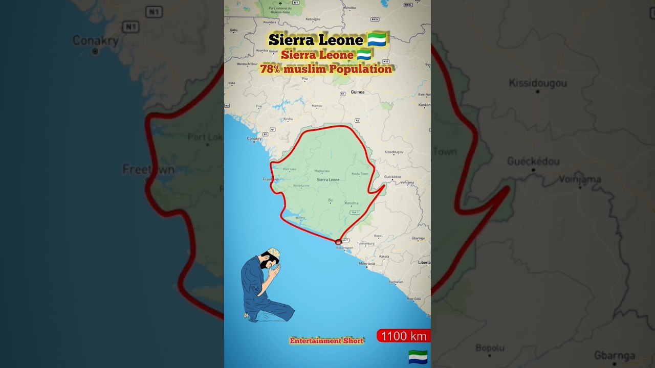 Sierra Leone 🇸🇱 Map Sierra Leone 78% Muslim Population Country Map view/ #sierraleone #map #viwe