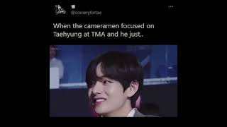 When the cameraman focused on taehyung at TMA and he just...