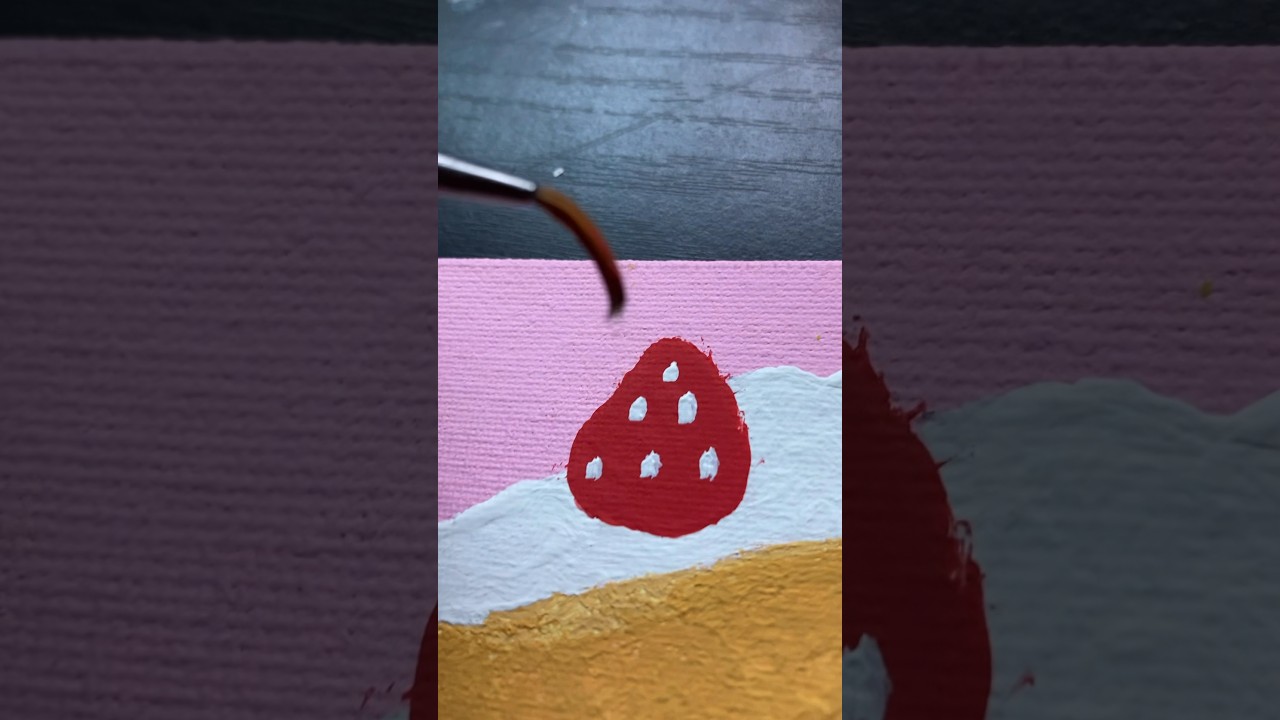 🍓Strawberry Cake🍓Painting Inspo by Shihoriobata #acrylicpainting #canvas #applebarrel #dessert