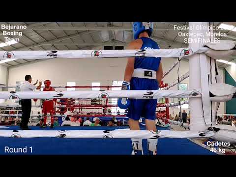 Christian Bejarano (CD-MX) Azul vs. Carlos Mendióla (Tam.), Semifinal 46 kg Cadetes Fest. Olímpico.