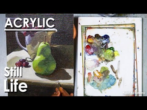 Acrylic Painting Still Life | Cup and Fruits