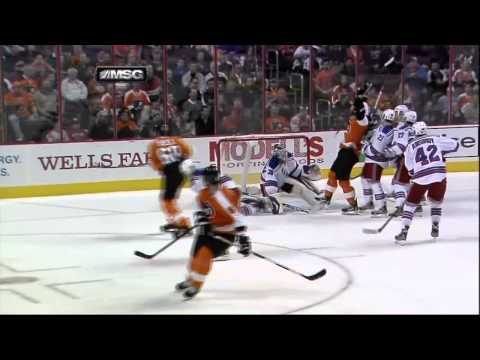 Andreas Lilja goal. NY Rangers vs Philadelphis Flyers 4/3/12 NHL Hockey