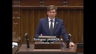 Wystąpienie w sprawie relokacji imigrantów Tomasz Jaskóła.