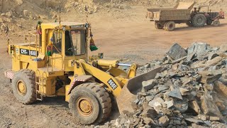 Massive Stone Loading with ASMR Sound: Mighty Caterpillar 966E Wheel loader in Action