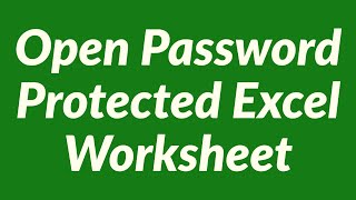 Open password protected Excel-worksheet - lost password