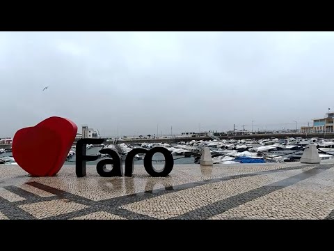 Walking in Faro  Old Town Deserted 🇵🇹 Storm and Winds (4K)