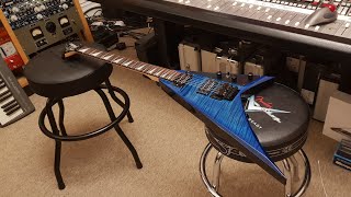 Video thumbnail for Jackson RR3 Randy Rhoads Flying V Chlorine Burst Flame Top MIJ Japanese Guitar Up Close Video Review by Essex Recording Studios