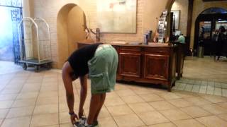 Ghetto monk does split in restaurant