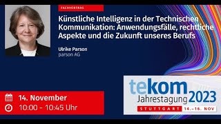 Zukunft der technischen Kommunikation: KI, Recht und Berufsentwicklung - parson AG