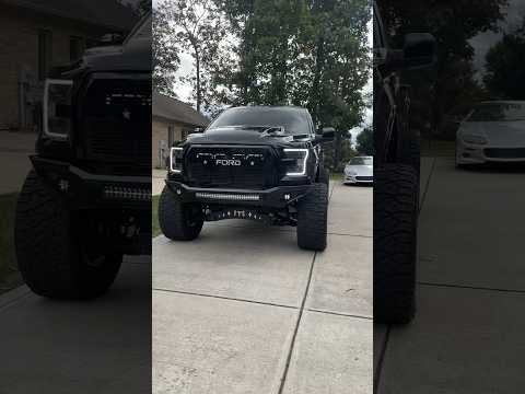 F150 with Barricade Offroad bumpers paint matched and Cervini Cowl hood on a 8 inch FTS lift