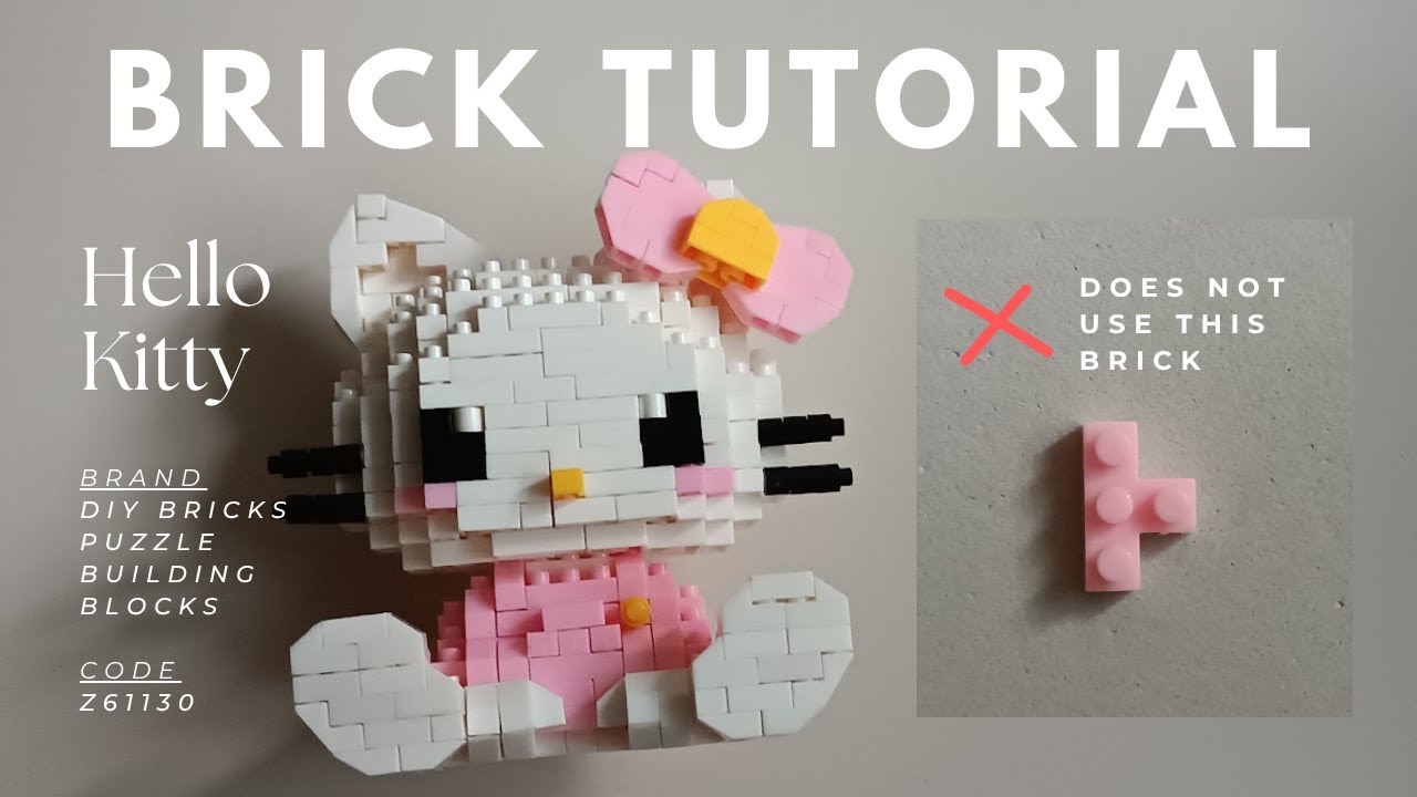 How to Build Hello Kitty Sitting| DIY Bricks Puzzle Building Blocks Tutorial Z61130 |No Pink T brick